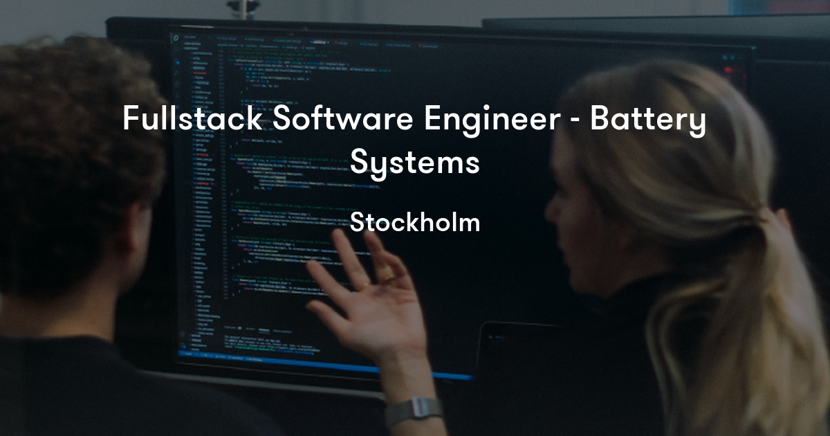Fullstack Software Engineer Battery Systems Northvolt Jobylon