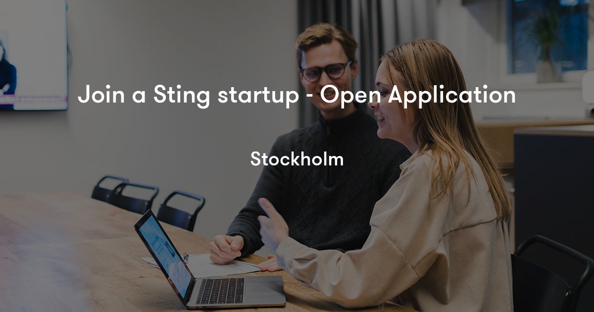 Join a Sting startup Open Application Sting Jobylon