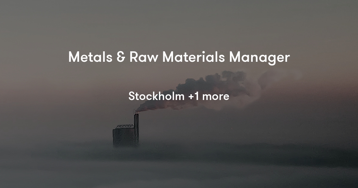 Metals & Raw Materials Manager Northvolt Jobylon